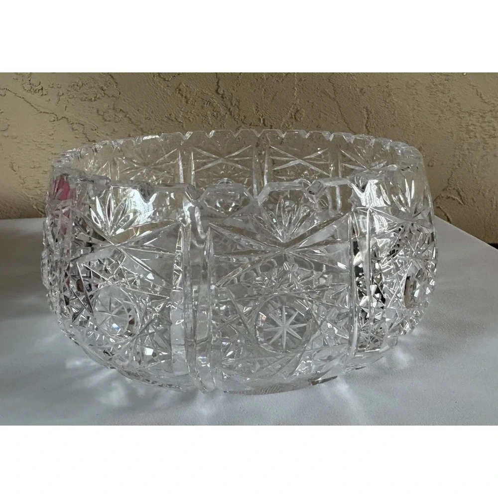 Vintage Federal Glass Celestial Sunburst Bowl Clear‎ Pressed Serving Dish 10
